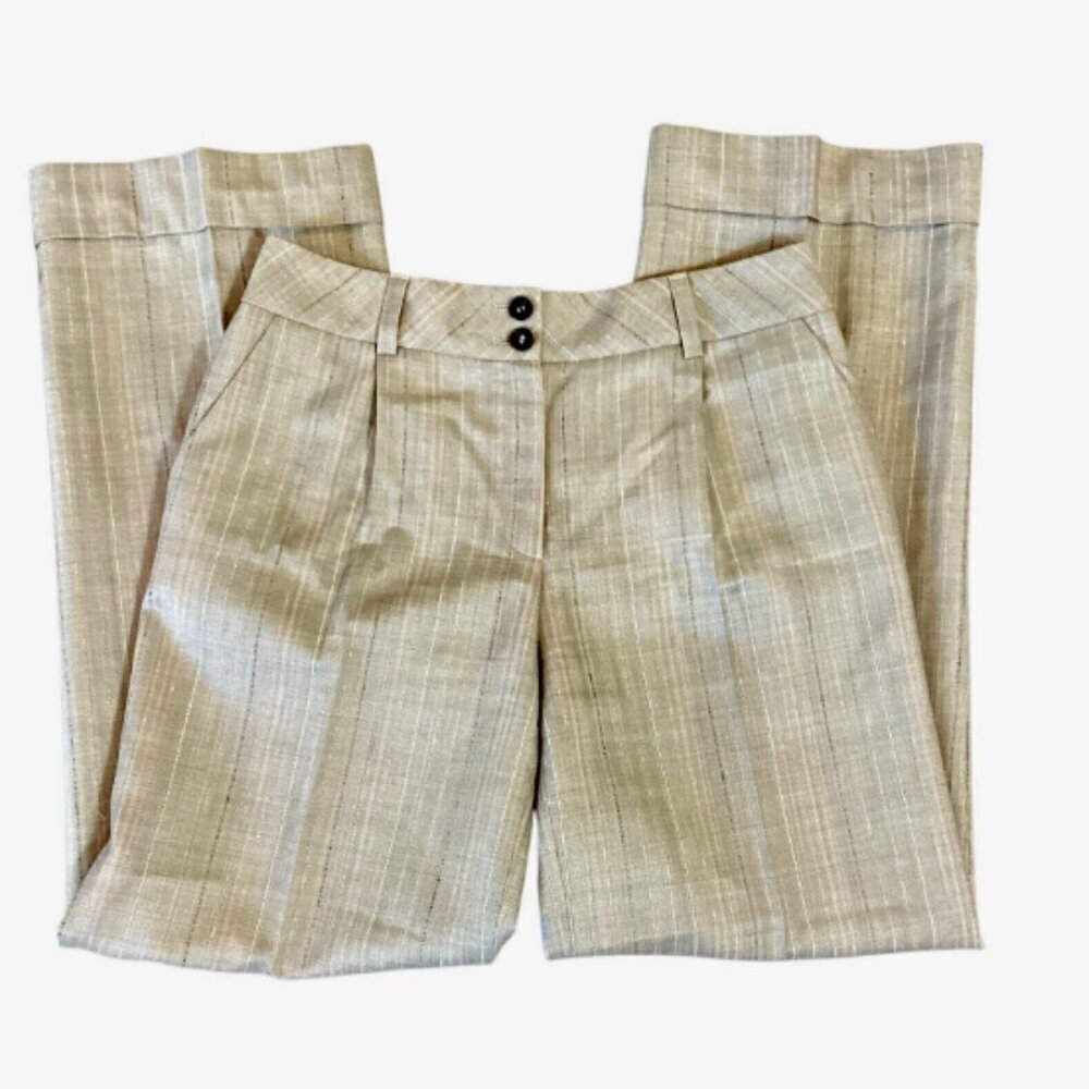 ESCADA‎ Wool-Silk Trouser Pants Beige Lightweight "Tweed" EU34/30x28-1/2" #30R